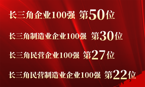 第50位！j9九游会控股入围2023长三角百强企业